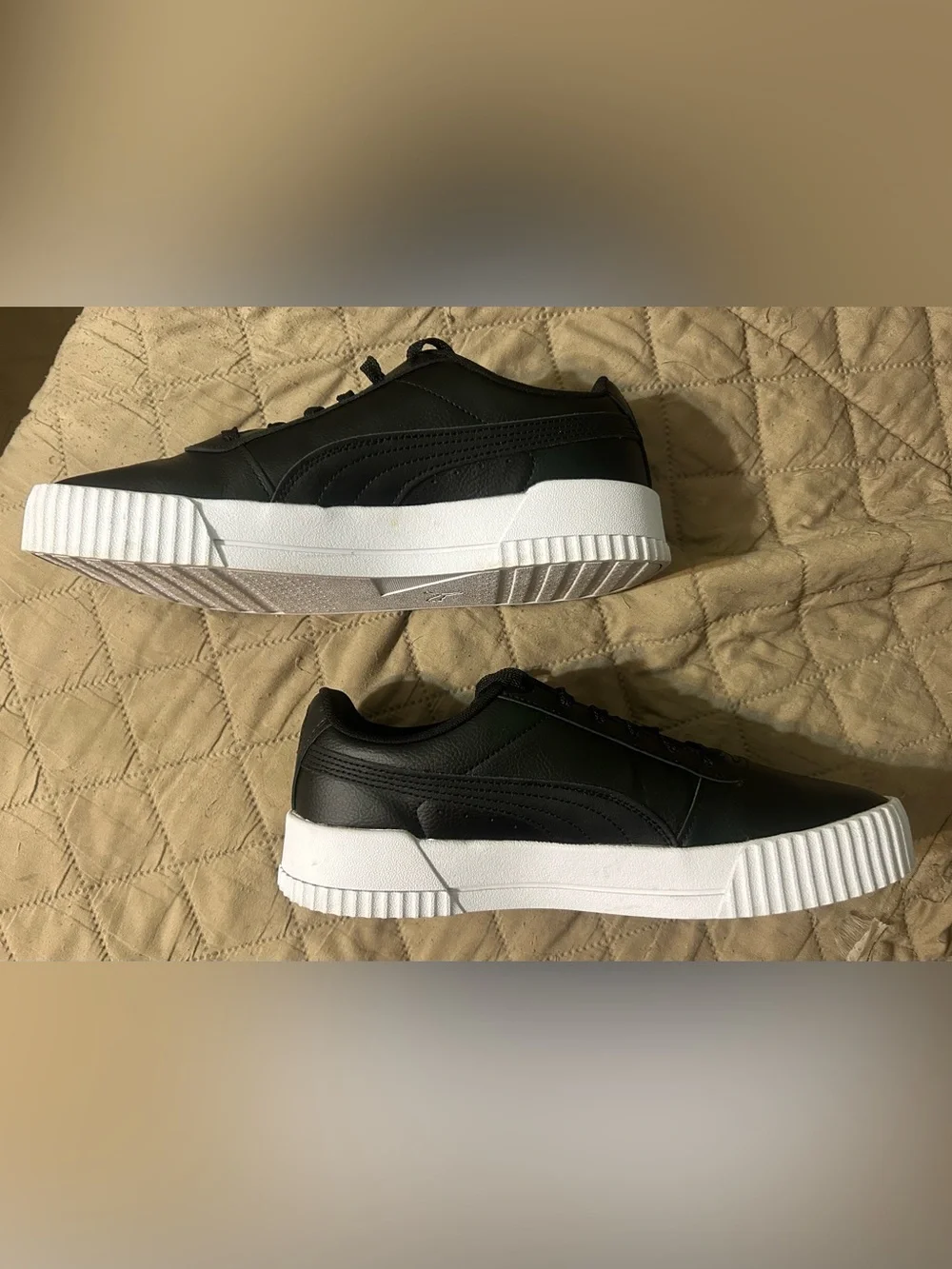 PUMA Carina 2.0 Black White Platform Sneakers Women's Size 10